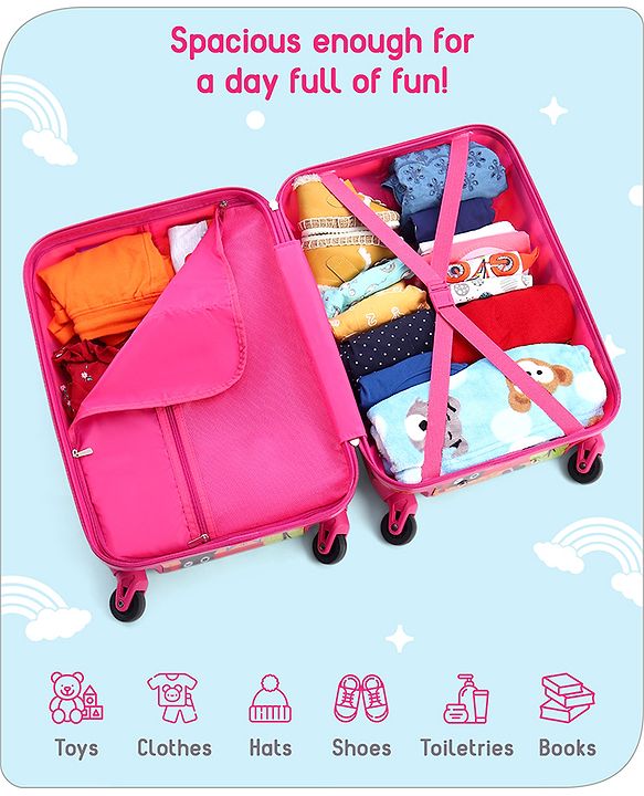 Babyhug Trolley Bag Owl Print Pack of 2 Dark Pink -18 & 20 Inches