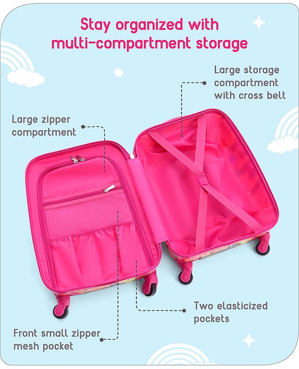 Babyhug Trolley Bag Owl Print Pack of 2 Dark Pink -18 & 20 Inches