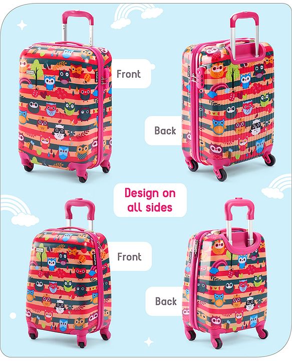 Babyhug Trolley Bag Owl Print Pack of 2 Dark Pink -18 & 20 Inches