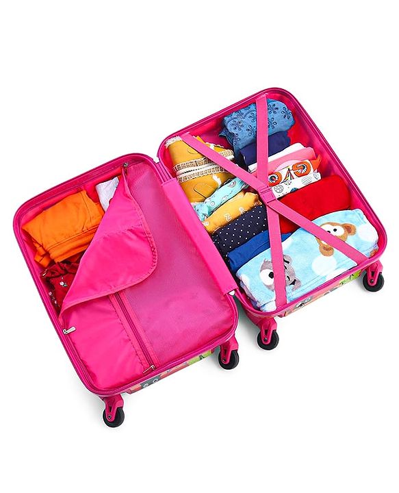 Babyhug Trolley Bag Owl Print Pack of 2 Dark Pink -18 & 20 Inches
