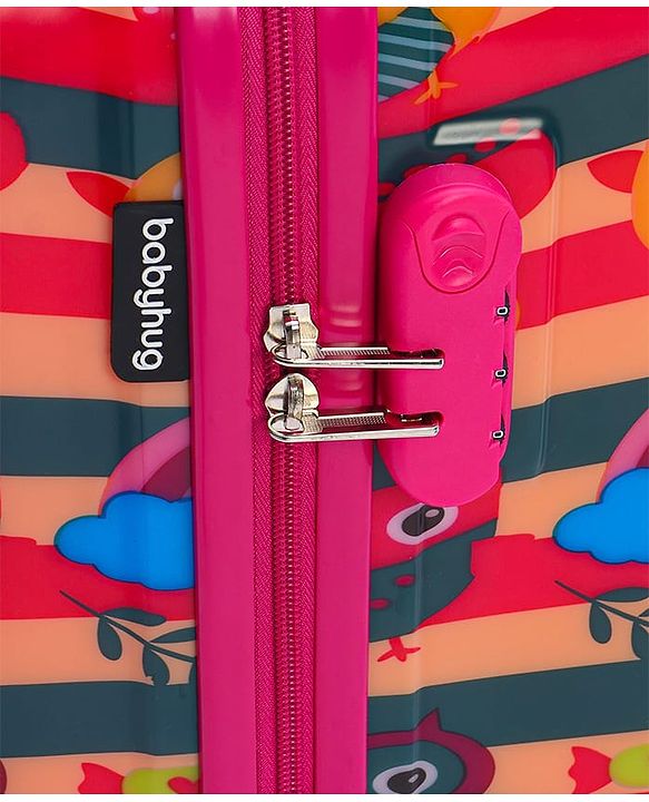 Babyhug Trolley Bag Owl Print Pack of 2 Dark Pink -18 & 20 Inches
