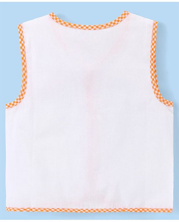 Babyhug 100% Cotton Cambric Sleeveless  Front Open Jhablas with Animal Print Pack of 5 - White