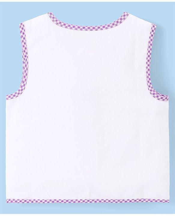 Babyhug 100% Cotton Cambric Sleeveless  Front Open Jhablas with Animal Print Pack of 5 - White