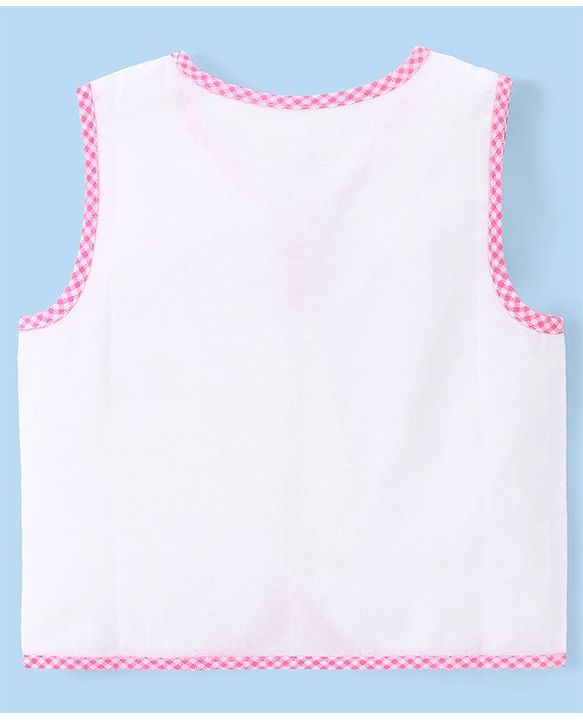 Babyhug 100% Cotton Cambric Sleeveless  Front Open Jhablas with Animal Print Pack of 5 - White