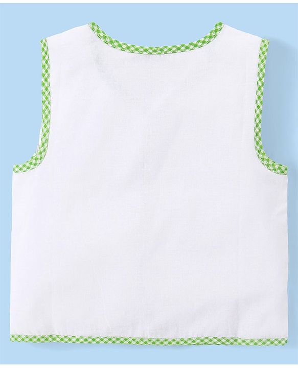 Babyhug 100% Cotton Cambric Sleeveless  Front Open Jhablas with Animal Print Pack of 5 - White