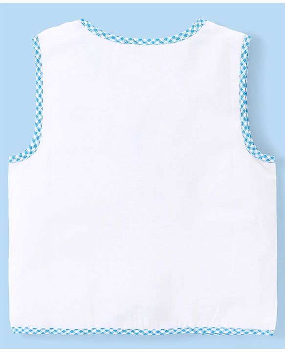 Babyhug 100% Cotton Cambric Sleeveless  Front Open Jhablas with Animal Print Pack of 5 - White