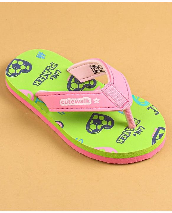 Cute Walk by Babyhug Slip On Flip Flops Text Print - Green