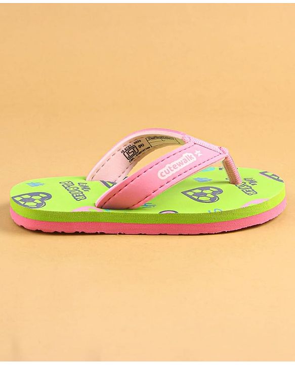 Cute Walk by Babyhug Slip On Flip Flops Text Print - Green