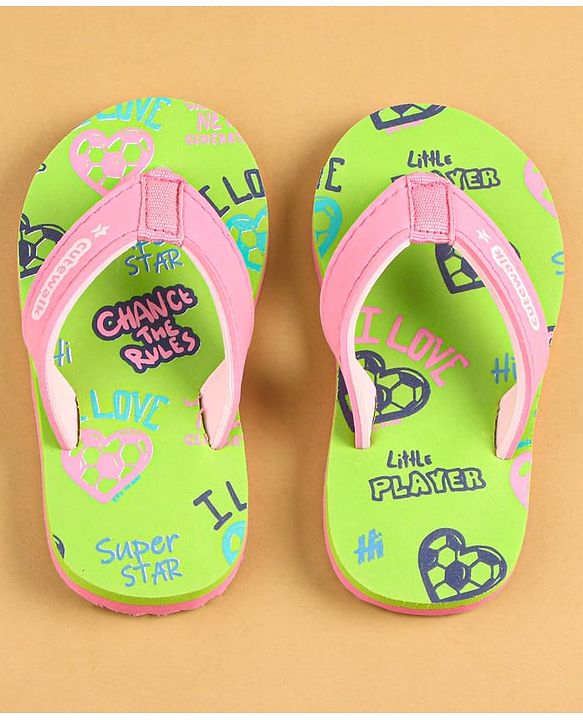 Cute Walk by Babyhug Slip On Flip Flops Text Print - Green