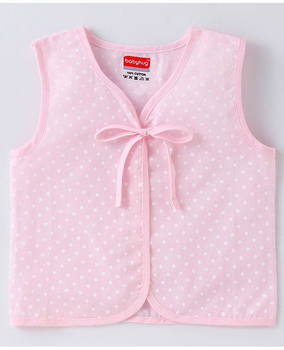 Babyhug 100% Cotton Woven Sleeveless Front Tie Knot Jhablas With Polka Dot Print Pack of 5 - Multicolour