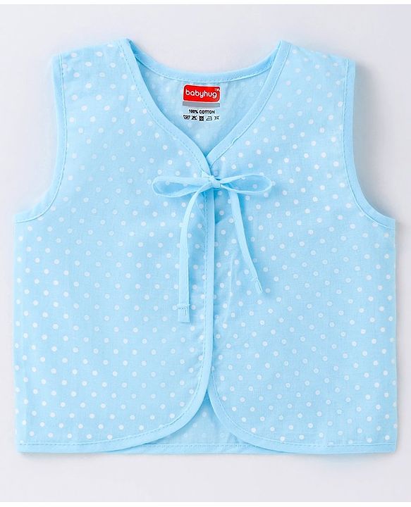 Babyhug 100% Cotton Woven Sleeveless Front Tie Knot Jhablas With Polka Dot Print Pack of 5 - Multicolour