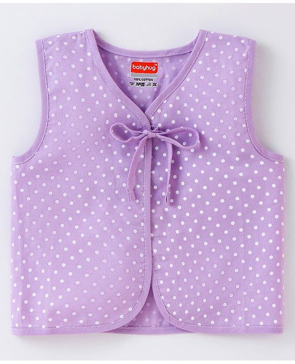 Babyhug 100% Cotton Woven Sleeveless Front Tie Knot Jhablas With Polka Dot Print Pack of 5 - Multicolour