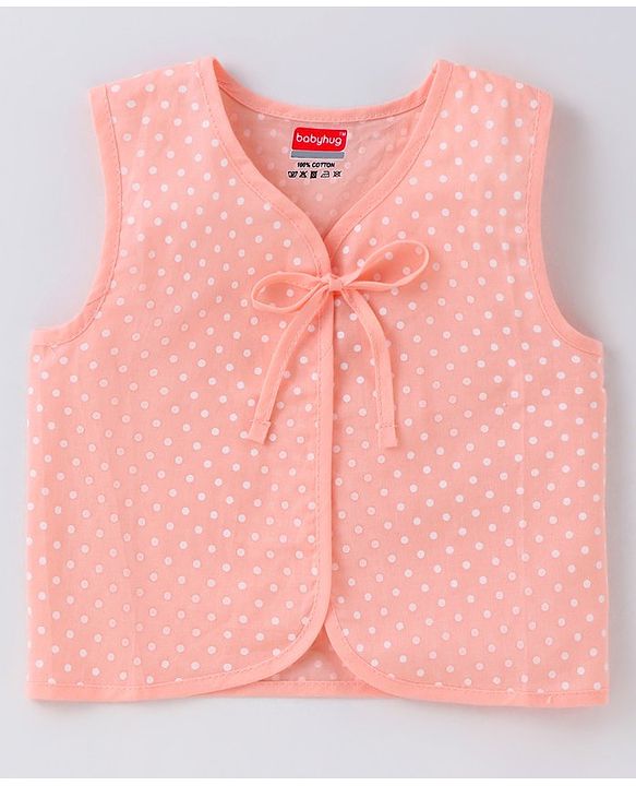 Babyhug 100% Cotton Woven Sleeveless Front Tie Knot Jhablas With Polka Dot Print Pack of 5 - Multicolour