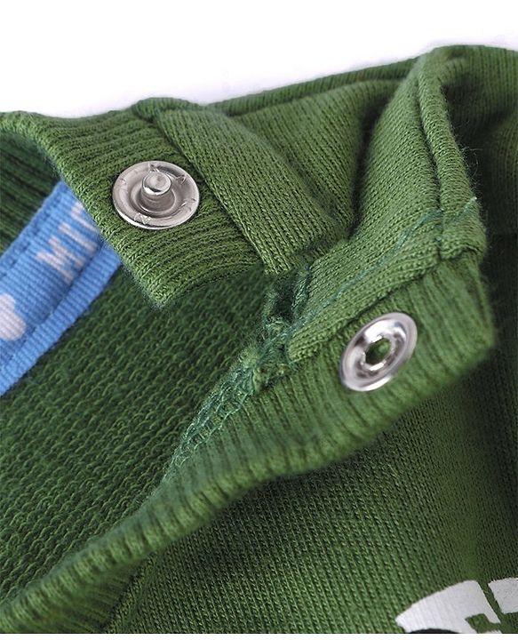 Babyhug Disney Cotton Knit Full Sleeves Sweatshirt with Mickey Mouse Graphics & Kangaroo Pockets - Green