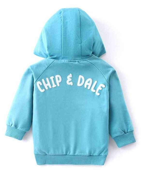 Babyhug Disney Raglan Full Sleeves Sweatshirt With Hood & Chip N Dale Graphics Detailing - Blue