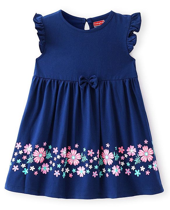 Babyhug Single Jersey Knit Sleeveless Frocks With Floral & Polka Dots Print Pack of 2 - Pink & Navy Blue
