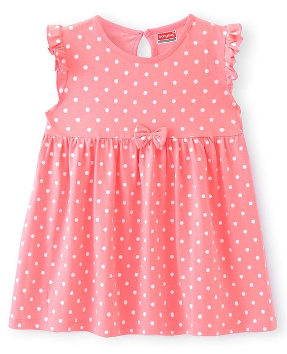 Babyhug Single Jersey Knit Sleeveless Frocks With Floral & Polka Dots Print Pack of 2 - Pink & Navy Blue