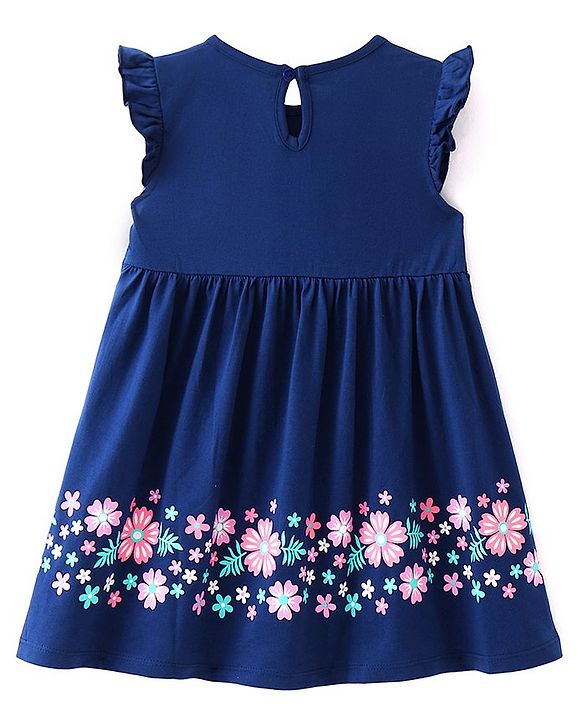 Babyhug Single Jersey Knit Sleeveless Frocks With Floral & Polka Dots Print Pack of 2 - Pink & Navy Blue