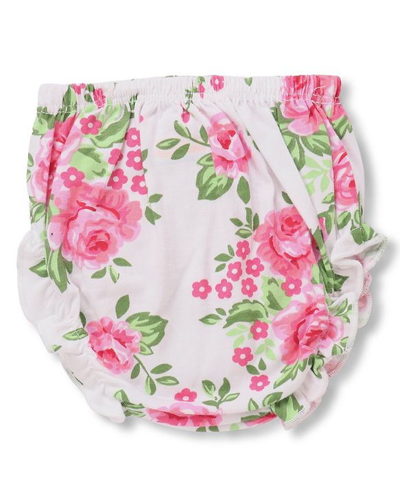 Babyhug Preemie Cotton Knit Full Sleeves Frock with Floral Print & Bloomer - White