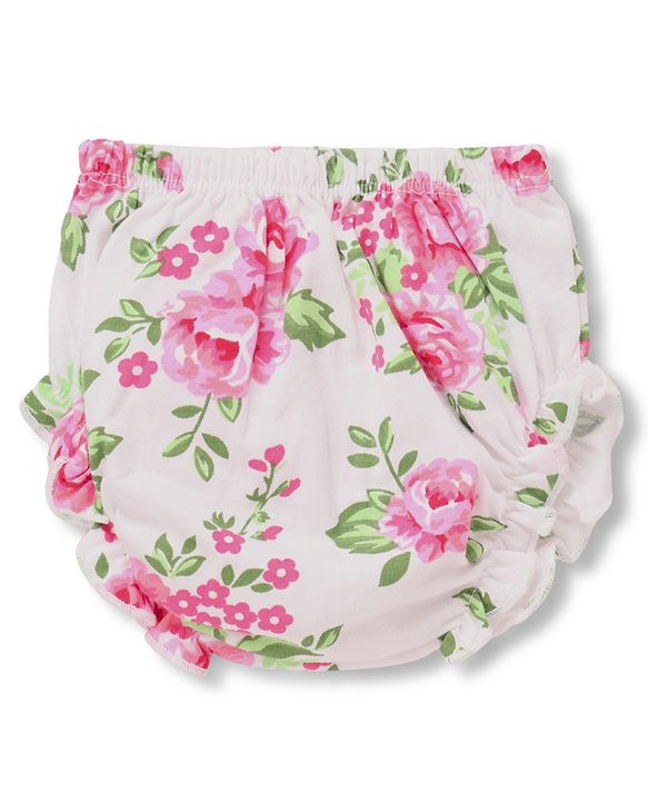 Babyhug Preemie Cotton Knit Full Sleeves Frock with Floral Print & Bloomer - White
