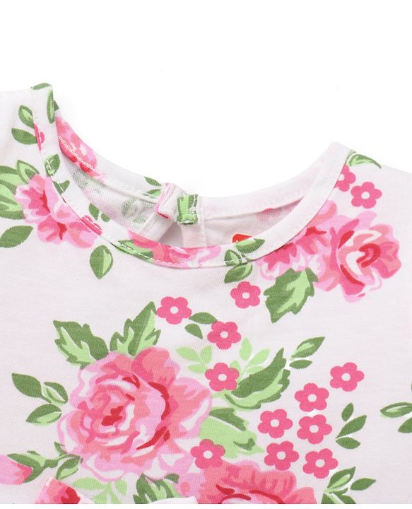 Babyhug Preemie Cotton Knit Full Sleeves Frock with Floral Print & Bloomer - White