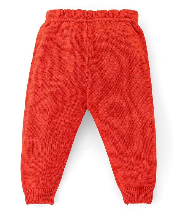 Babyhug Knitted Full Sleeves Sweater Set with Cable Knit Design - Red