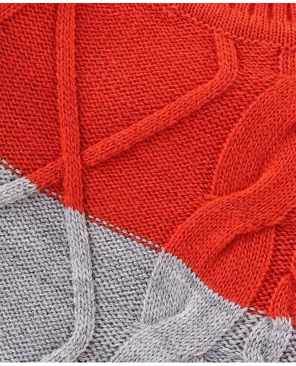 Babyhug Knitted Full Sleeves Sweater Set with Cable Knit Design - Red