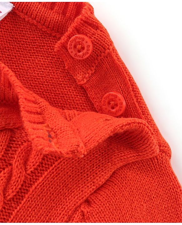 Babyhug Knitted Full Sleeves Sweater Set with Cable Knit Design - Red