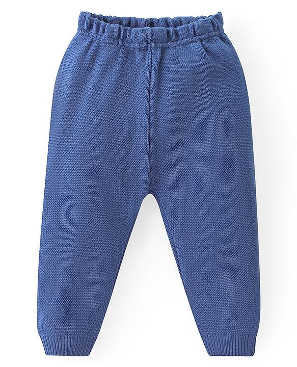 Babyhug Knit Full Sleeves Sweater Set with Car Design - Orange & Blue