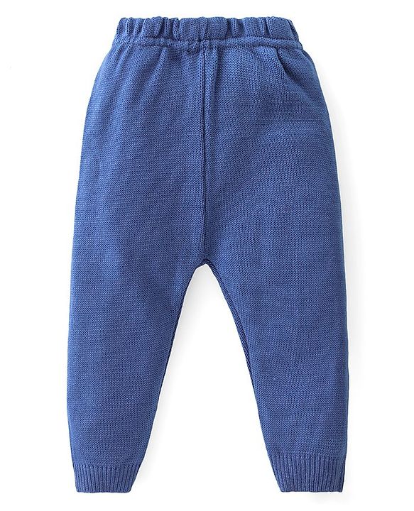 Babyhug Knit Full Sleeves Sweater Set with Car Design - Orange & Blue