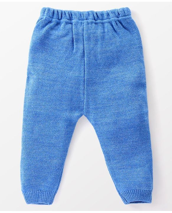 Babyhug Knit Full Sleeves Sweater Set with Wave Pattern Design - Light Blue