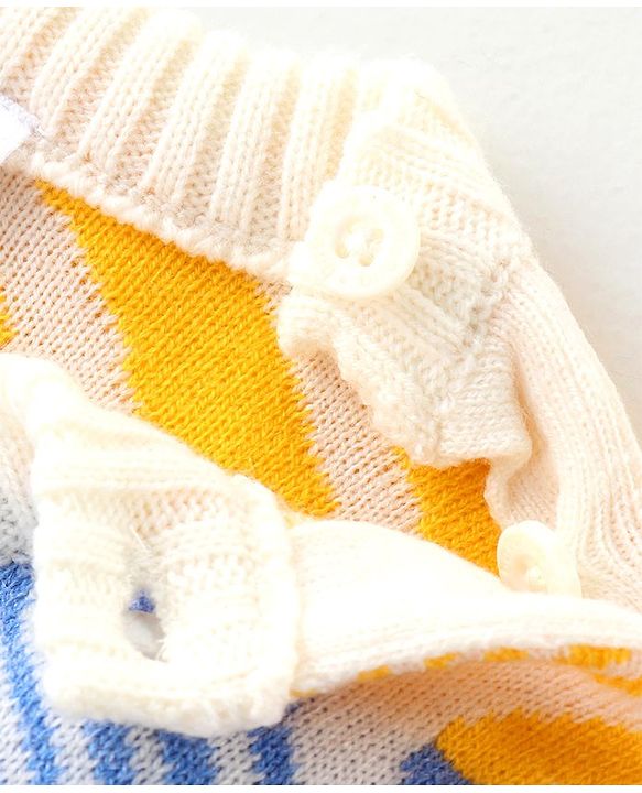 Babyhug Knit Full Sleeves Sweater Set with Wave Pattern Design - Light Blue