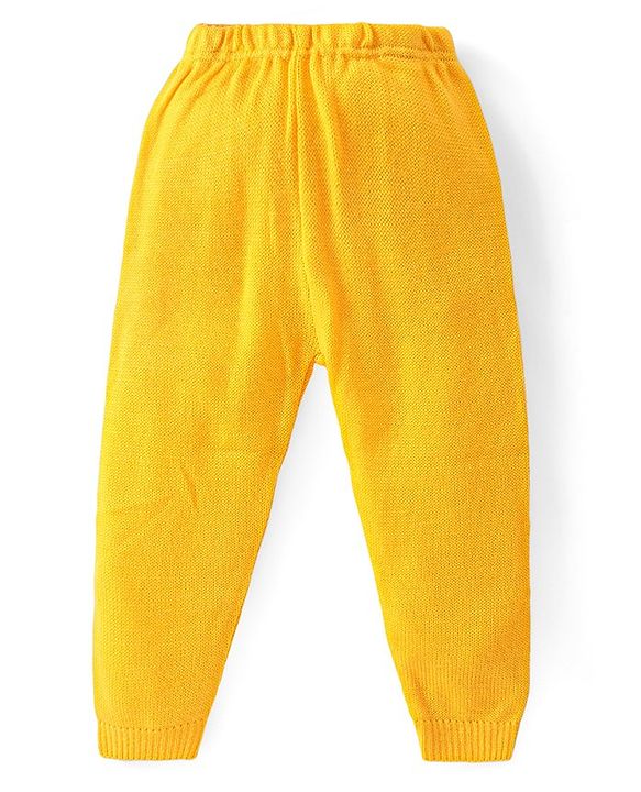 Babyhug Knitted Full Sleeved Pullover Striped  Sweater Set - Yellow  Blue & White