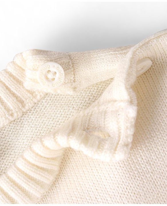 Babyhug Knitted Full Sleeved Pullover Striped  Sweater Set - Yellow  Blue & White