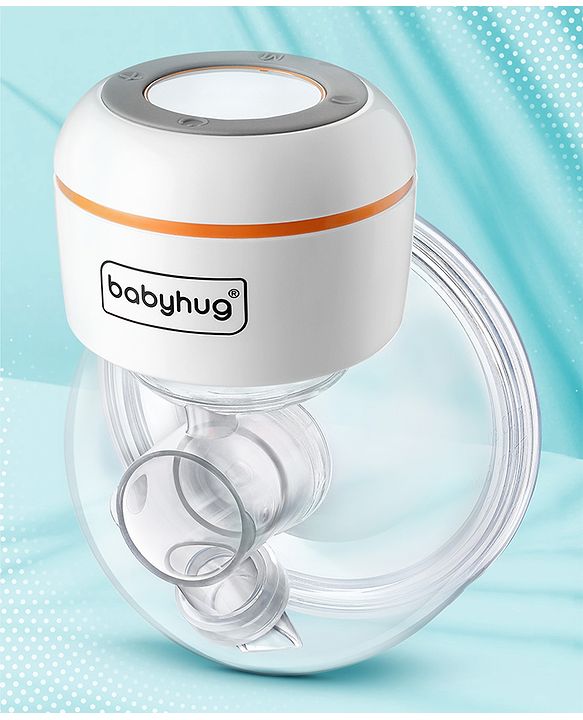 Babyhug Hands-Free Smart Wearable Electric Breast Pump  White| 4 Modes & 12 Levels| Quiet & Discreet| Rechargeable Battery| LED Display| Type C Charging| Anti Overflow| Personalized Pumping