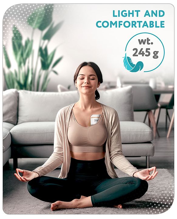 Babyhug Hands-Free Smart Wearable Electric Breast Pump  White| 4 Modes & 12 Levels| Quiet & Discreet| Rechargeable Battery| LED Display| Type C Charging| Anti Overflow| Personalized Pumping