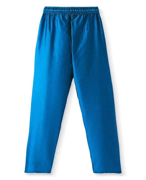 Pine Kids Woven Full Sleeves Solid Kurta Pyjama Set with Printed Jacket - Teal Blue