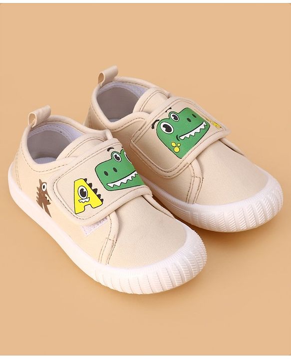 Cute Walk by Babyhug Casual Shoes with Velcro Closure & Dino Print - Beige