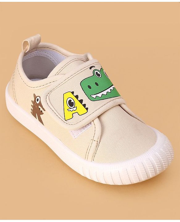 Cute Walk by Babyhug Casual Shoes with Velcro Closure & Dino Print - Beige
