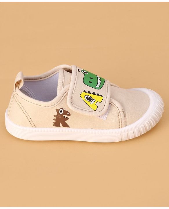 Cute Walk by Babyhug Casual Shoes with Velcro Closure & Dino Print - Beige