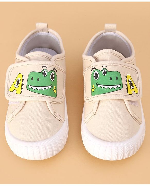 Cute Walk by Babyhug Casual Shoes with Velcro Closure & Dino Print - Beige
