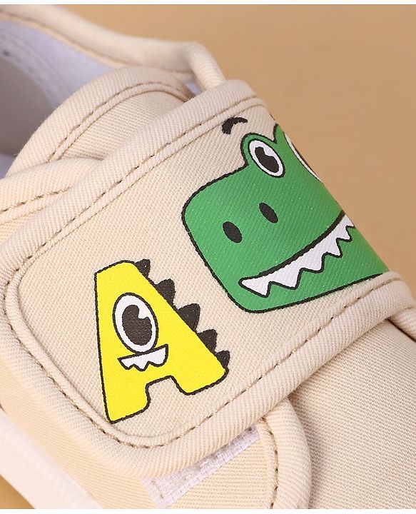Cute Walk by Babyhug Casual Shoes with Velcro Closure & Dino Print - Beige