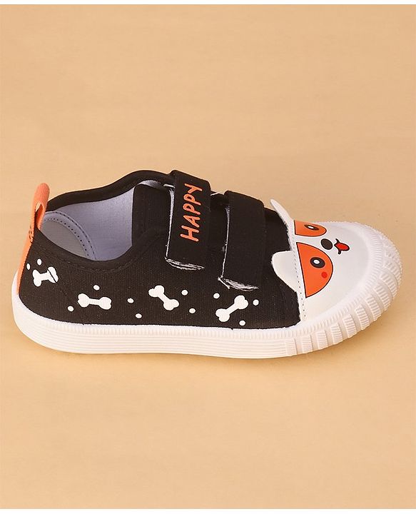 Cute Walk by Babyhug Casual Shoes with Velcro Closure & Bear Print - Black