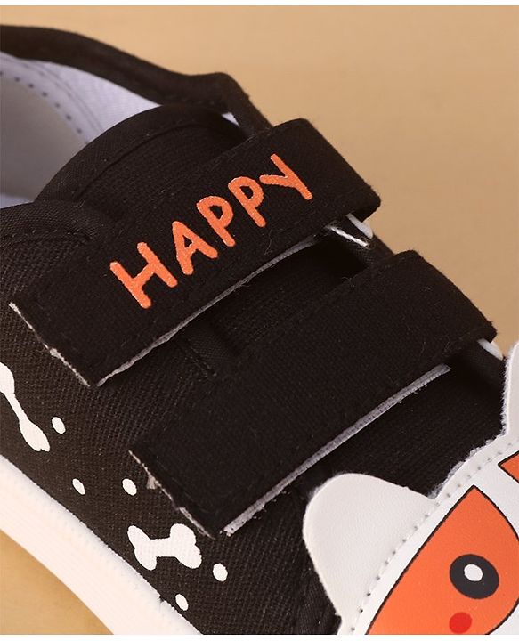 Cute Walk by Babyhug Casual Shoes with Velcro Closure & Bear Print - Black