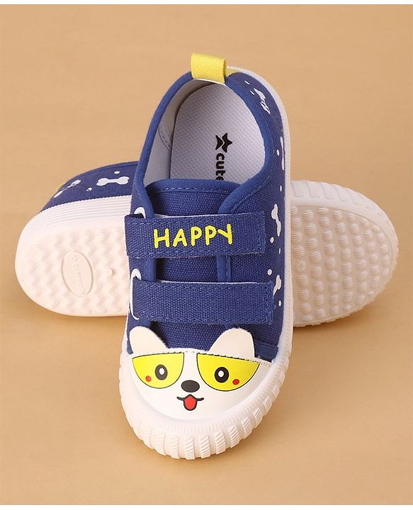 Cute Walk by Babyhug Casual Shoes with Velcro Closure & Bear Print - Blue