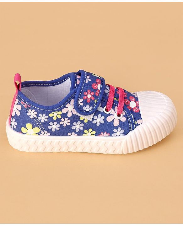 Cute Walk by Babyhug Velcro Closure Casual Shoes with Floral Print - Blue