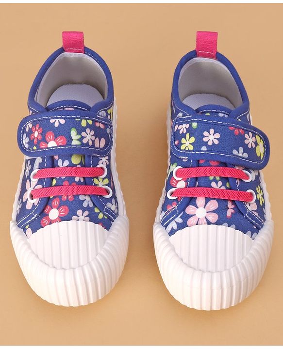 Cute Walk by Babyhug Velcro Closure Casual Shoes with Floral Print - Blue