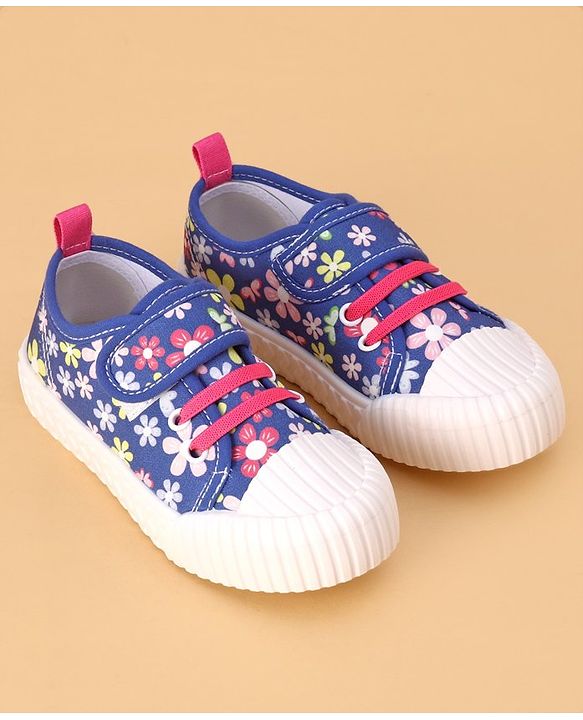 Cute Walk by Babyhug Velcro Closure Casual Shoes with Floral Print - Blue