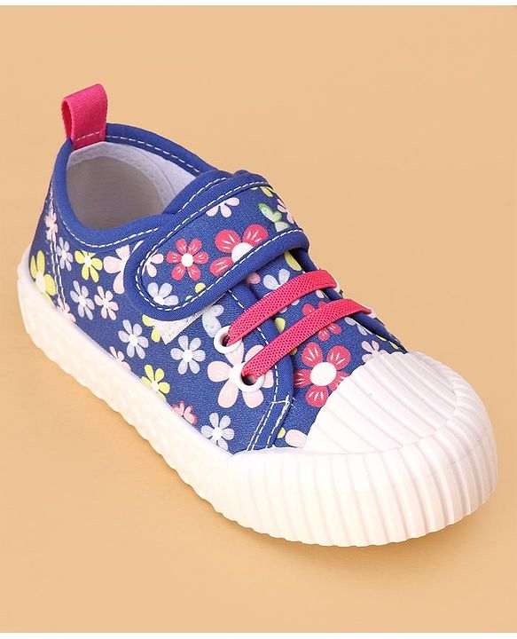Cute Walk by Babyhug Velcro Closure Casual Shoes with Floral Print - Blue