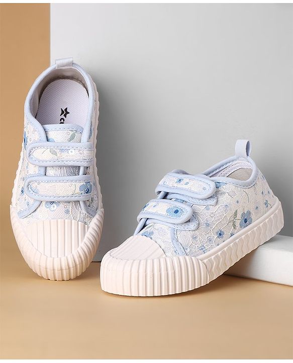 Cute Walk by Babyhug Casual Shoes with Velcro Closure &  Floral Print - Blue